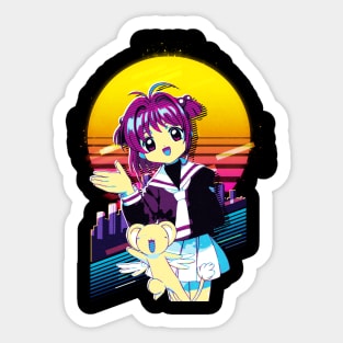 Classic Art Sakura Cute Girl Japanese Manga Sticker